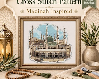 Patrón de punto de cruz de la Mezquita de Medina: Lugar sagrado islámico (archivo PDF)