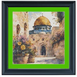 Al-Aqsa Mosque Cross Stitch Pattern | Islamic Embroidery | Digital PDF Chart