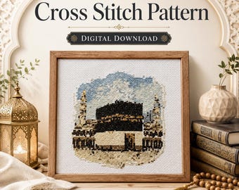 Patrón de punto de cruz de la Kaaba de La Meca, diagrama de bordado islámico (descarga en PDF)