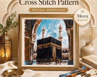 Patrón de punto de cruz de la Kaaba de La Meca / Bordado de mezquita islámica (archivo PDF)