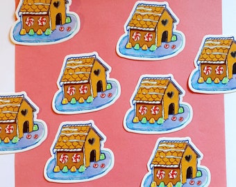 Gingerbread House Sticker/ Holiday Sticker/ Christmas Sticker