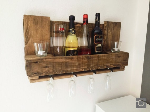 Weinregal Vintage Upcycling Holz Deko Wein Palette Europalette Handmade Natur