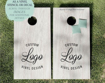 Custom Cornhole Board STENCIL or DECAL / Custom Logo or Design / One-Time Use Adhesive Vinyl Stencil / Vinyl Decal