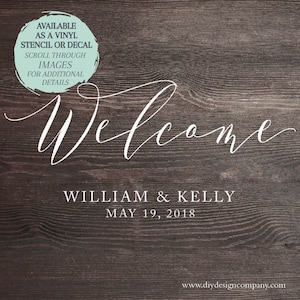 Wedding Welcome STENCIL or DECAL / Personalized Stencil / Event Welcome Stencil / One-Time Use Adhesive Vinyl Stencil / Vinyl Decal