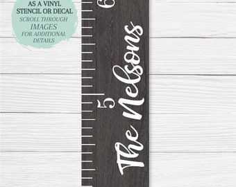 Personalized Growth Chart Ruler STENCIL or DECAL /  One-Time Use Adhesive Vinyl Stencil / Reverse Vinyl Stencil / Vinyl Decal