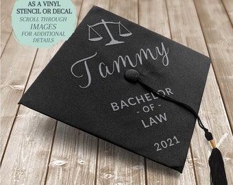 Graduation Cap DECAL / Graduation Cap Stencil / Personalized Grad Cap / One-Time Use Adhesive Vinyl Stencil / Vinyl Decal