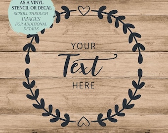 Personalized Wreath STENCIL / Personalized Wreath DECAL / Custom Stencil / One-Time Use Adhesive Vinyl Stencil / Vinyl Decal