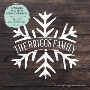 Snowflake STENCIL / Snowflake DECAL / Personalized Snowflaje / One-Time Use Adhesive Vinyl Stencil / Vinyl Decal