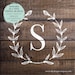 Monogram STENCIL or DECAL / Wreath Monogram / Wood Sign Stencil / Wall Decal / One-Time Use Adhesive Vinyl Stencil / Removeable Vinyl Decal