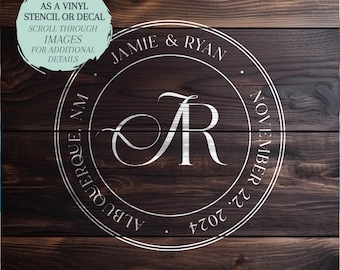 Wedding Monogram / Wedding Logo / STENCIL OR DECAL / One-Time Use Adhesive Vinyl Stencil / Vinyl Decal