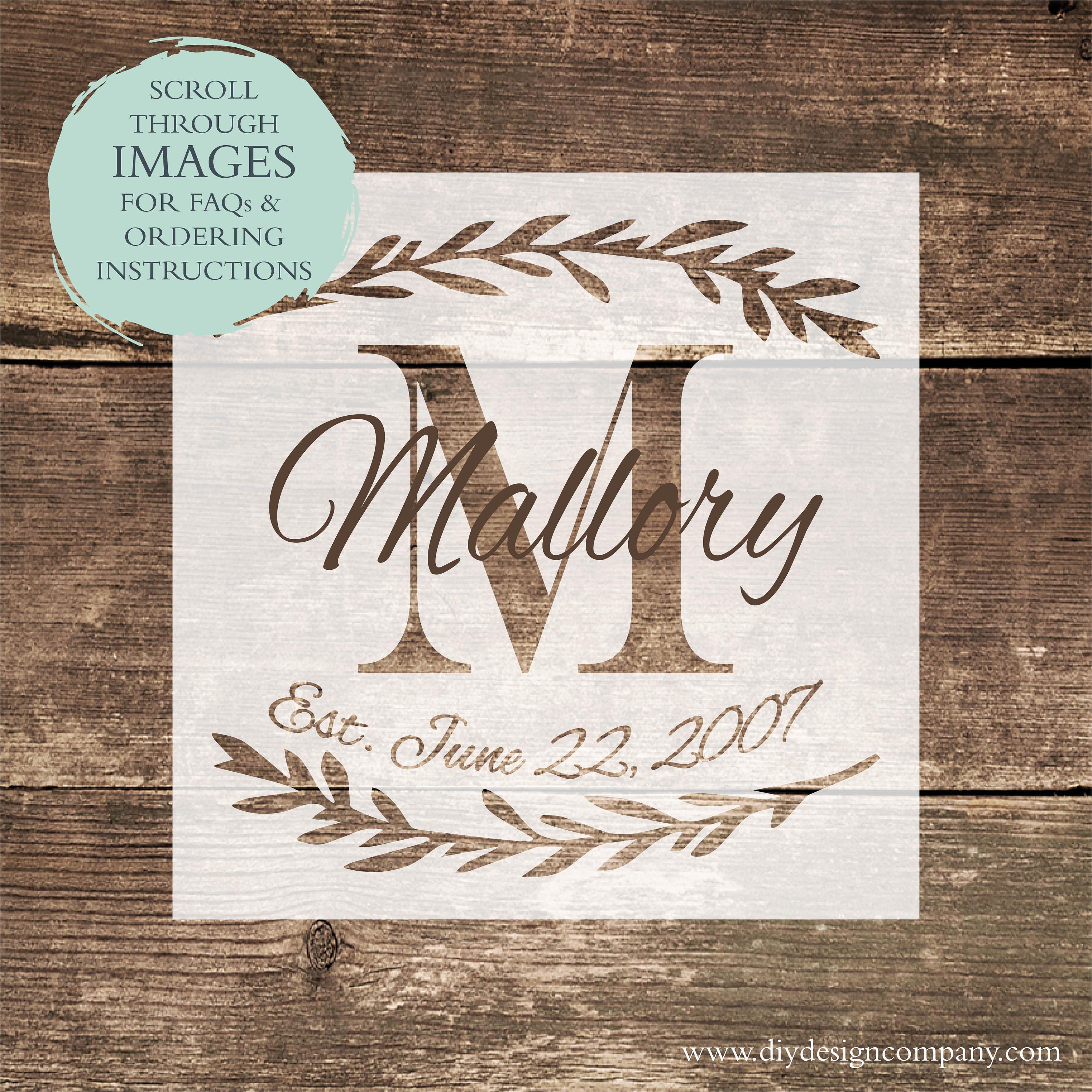 personalized name stencil or decal monogram stencil or decal etsy