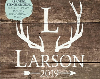 Personalized Antler Name STENCIL / Personalized Antler Name STENCIL /  Wood Stencil / One-Time Use Adhesive Vinyl Stencil / Vinyl Decal