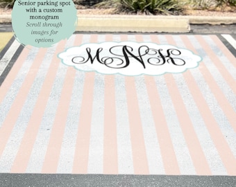 Custom Monogram Parking Spot Stencil / High School Senior Parking Space Stencil / Single Use Adhesive Stencil for Custom Parking Spot