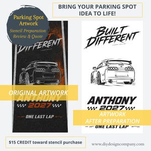 Senior Parking Spot Artwork Review | Artwork Preparation and Quote | Custom Parking Spot Stencil