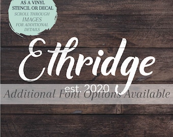 Personalized Name and Date Stencil or Decal | Custom Family Name Sign | Established Sign for Home Decor