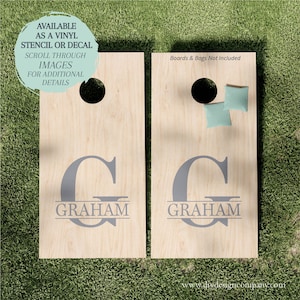 Cornhole Board Monogram STENCIL or DECAL / Split Monogram / One-Time Use Adhesive Vinyl Stencil / Vinyl Decal