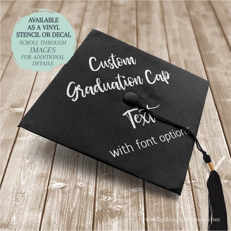 Graduation Cap DECAL / Graduation Cap Stencil / Custom Text Etsy