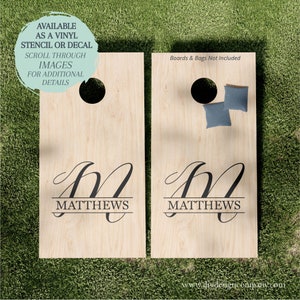 Cornhole Board Split Monogram STENCIL or DECAL / Split Monogram / Wedding Decal / One-Time Use Adhesive Vinyl Stencil / Vinyl Decal