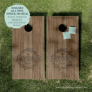 Cornhole Board Monogram STENCIL or DECAL / Split Monogram / One-Time Use Adhesive Vinyl Stencil / Vinyl Decal
