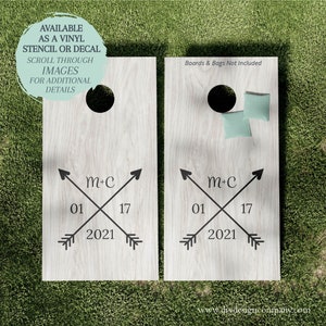 Cornhole Board STENCIL / Cornhole Board DECAL / Wedding Arrows / One-Time Use Adhesive Vinyl Stencil / Vinyl Decal