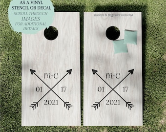 Cornhole Board STENCIL / Cornhole Board DECAL / Wedding Arrows / One-Time Use Adhesive Vinyl Stencil / Vinyl Decal