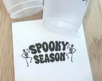 Spooky Season Halloween Napkins, Skeleton Napkins, Fall Napkins, Halloween Party Supplies, Halloween party decor, Black, set of 20