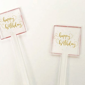 Happy Birthday Stir Sticks, Acrylic Swizzle Sticks, Bar Cart Decor, HBD Stirrer, Stir Stick, Birthday stir sticks, Birthday decor, Set of 11