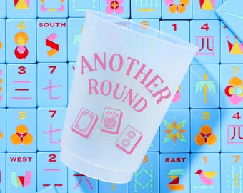 Another Round Frost Flex Cups, Mahjong shatterproof, Mah-jong, Mah Jong Cups, Frosted Cups, Pink, Set of 10