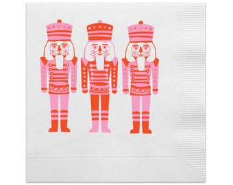 Servilletas de cóctel de cascanueces a todo color, servilletas navideñas rosas, servilletas de mesa navideñas, servilletas para fiestas navideñas, decoración para fiestas navideñas, 20