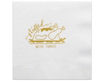 Stuffed With Turkey Cocktail Napkins, Thanksgiving Cocktail Table Napkins, Thanksgiving Table, Friendsgiving, Thanksgiving decor, Set of 20