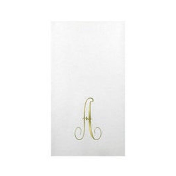 Gold Initial Guest Towel Napkins, Guest Towels, Initial Hand Towels, Gold, Script Initial Napkin, Linen-like guest hand towels, Set of 20