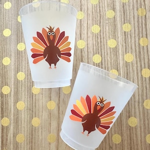 Full Color Turkey Frost Flex Cups, Shatterproof Thanksgiving Cups, Thanksgiving Cups, Turkey Cups, Thanksgiving Decor, Fall table, Set of 10