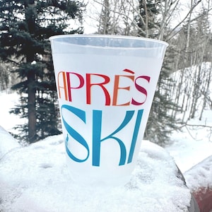 Apres Ski Cups, Ski Trip Frost Flex Cups, Shatterproof Cups, Mountain Trip, Full Color Frost Flex, Mountain House cups, Apres Ski, Set of 10