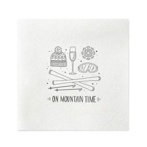 On Mountain Time Paper Cocktail Napkins, Party Supplies, Mountain Trip Napkins, Ski Trip Napkins, Mountain Trip Decor, Mountain House Party