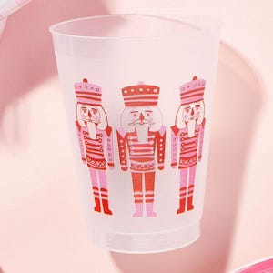Pink Nutcrackers Christmas Cups, Shatterproof Holiday Party Cups, Christmas Cups, Nutcracker Cups, Pink Christmas, Full Color, Set of 10