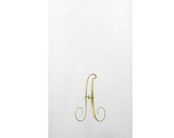 Servilletas de toalla para invitados con iniciales doradas, toallas para invitados, toallas de mano con iniciales doradas, servilletas con iniciales en cursiva, toallas de mano para invitados con aspecto de lino, juego de 20