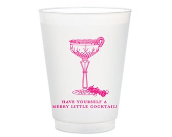 Colored Frosted Cup Holly Jolly Christmas Shatterproof Party Cups Wine Cups Personalized Christmas Cup Holiday Cocktails