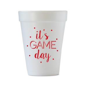 It&#39;s Game Day Styrofoam Cups, Tailgate Styrofoam, Foam Party Cups, Gameday Cups, Tailgate Cups, SEC Cups, Football Cups, Red, set of 12