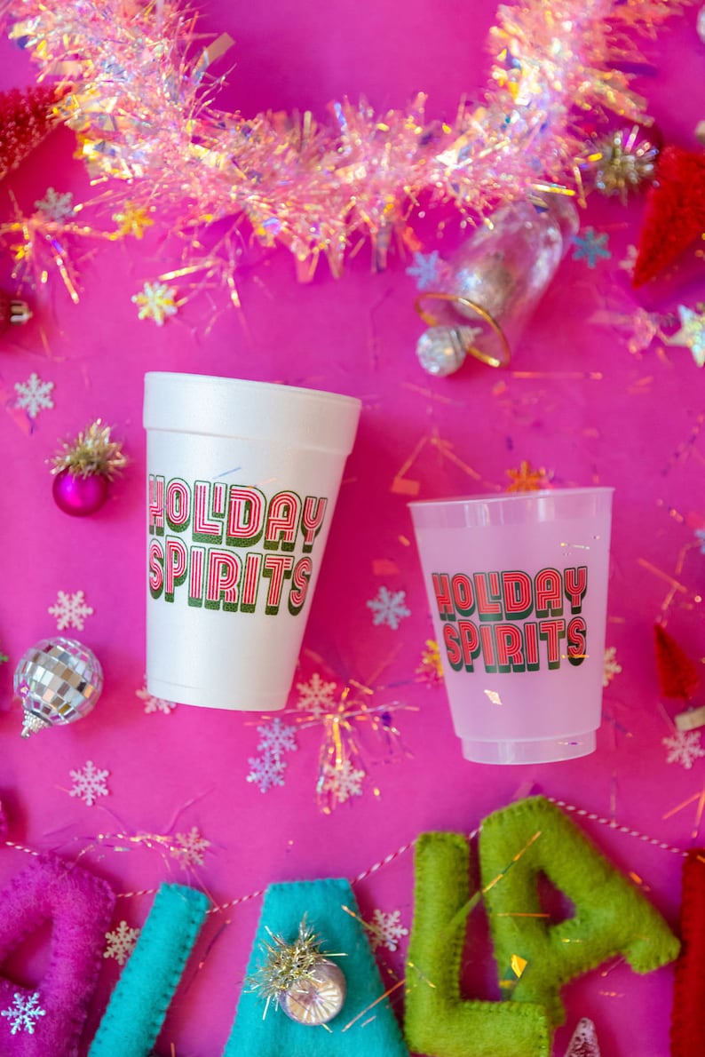 holiday spirits styrofoam cups