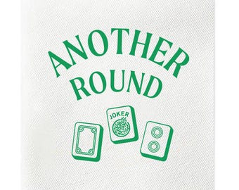 Another Round Paper Napkins, Mahjong Napkins, Mahjong Party, Mahjong Cocktail Napkins, Mah-jong, Mah Jong decor, Green, Set of 20