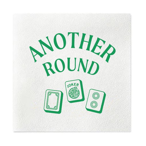 Another Round Paper Napkins, Mahjong Napkins, Mahjong Party, Mahjong Cocktail Napkins, Mah-jong, Mah Jong decor, Green, Set of 20
