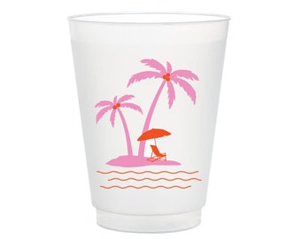 Beach Flex Cups, Beach Trip Frost Flex Party Cups, Shatterproof Beach Cups, Party Supplies, Spring Break Frost Flex, Beach Trip, Set of 10