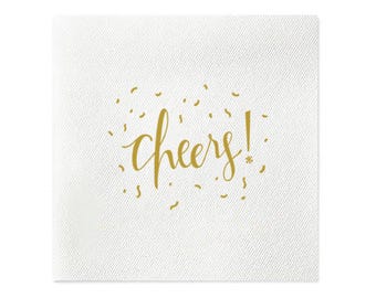 Cheers Paper Cocktail Napkins, Party Supplies, Celebration Napkin, Hostess Napkins, Happy Hour Napkins, Bar Cart Decor, Celebrate, Set of 20