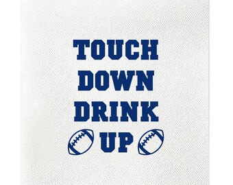 Touch Down Drink Up, Tailgate Cocktail Napkins, Game Day Napkins, Tailgate Napkins, Tailgate decor, Football Napkins, Navy, Set of 20