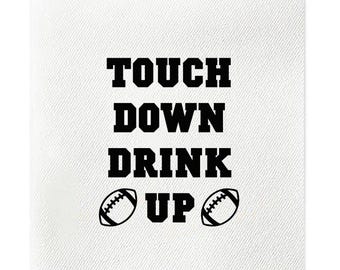 Touch Down Drink Up, Tailgate Cocktail Napkins, Game Day Napkins, Tailgate Napkins, Tailgate decor, Football Napkins, Black, Set of 20
