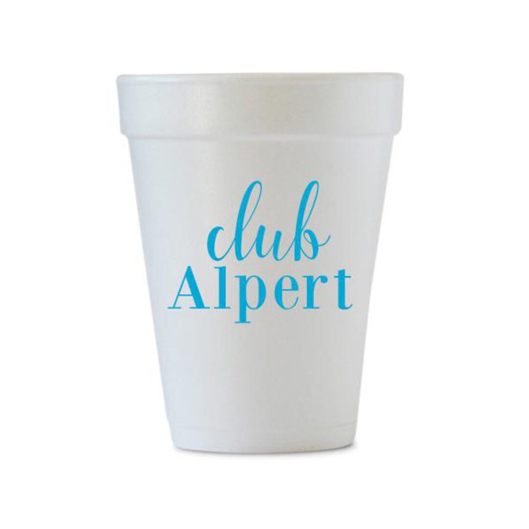 Club Last Name Styrofoam Cups Custom Last Name Party Cups Etsy