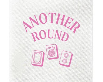 Another Round, Mahjong Napkins, Mahjong Party, Mah-jong, Mah Jong decor, Paper, Pink, Set of 20