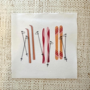 Servilletas de esquí a todo color, para viaje de esquí, après ski, casa de montaña, regalo de esquí, coloridas, juego de 20