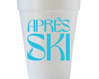 Après Ski Styrofoam Cups, Ski Trip Favor, Apres Cups, Blue, Set of 12