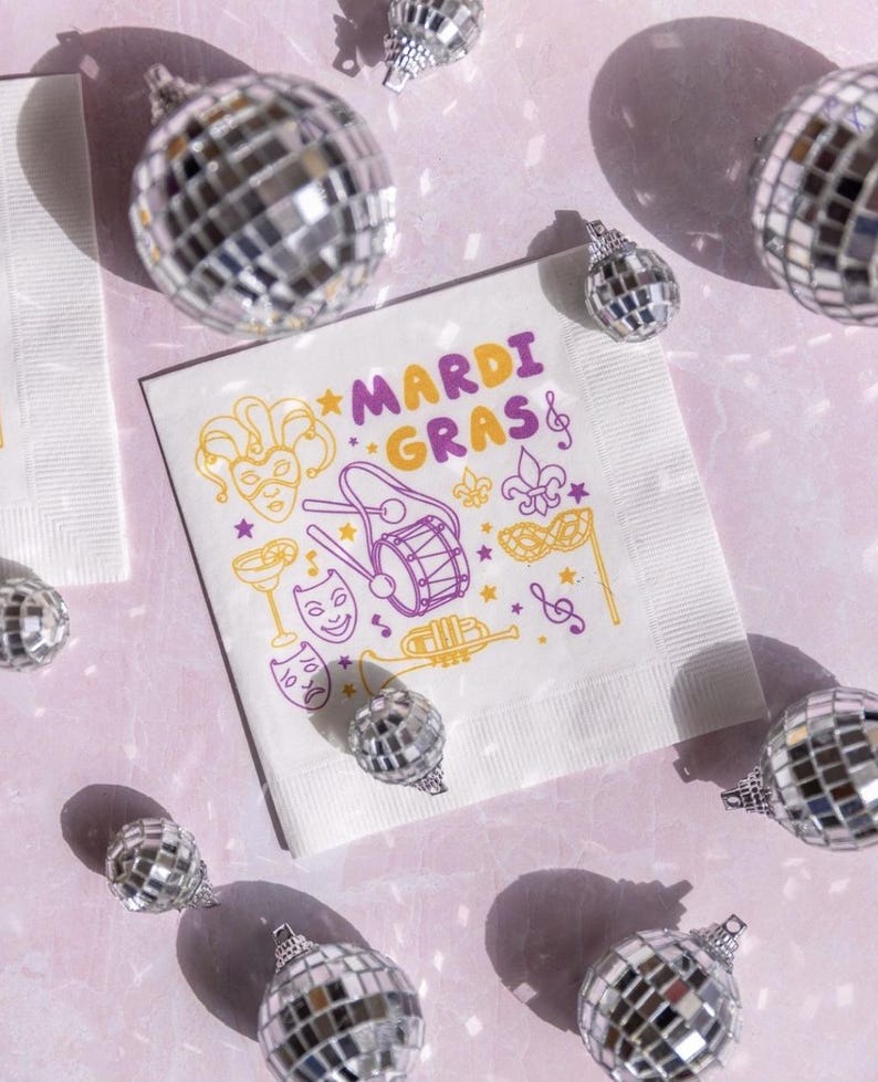 mardi gras cocktail napkin